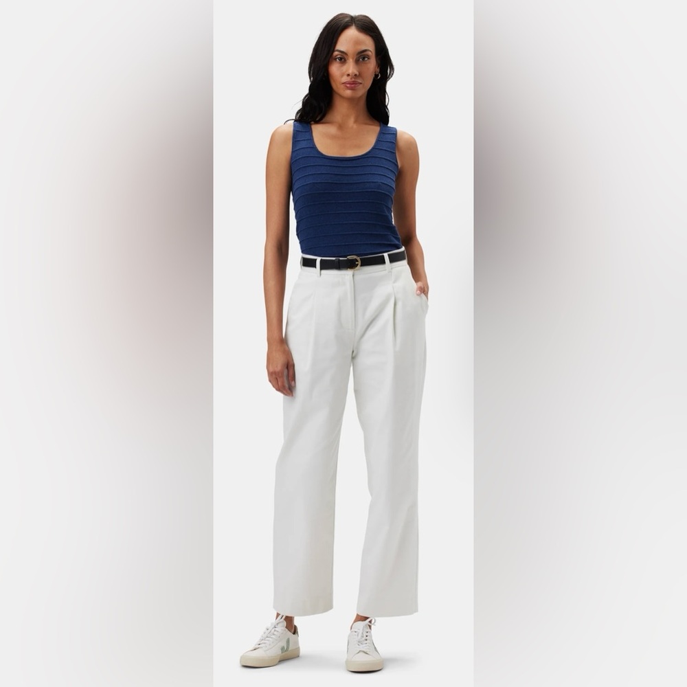 NWT Amour Vert Pleated Wide Leg Trouser white